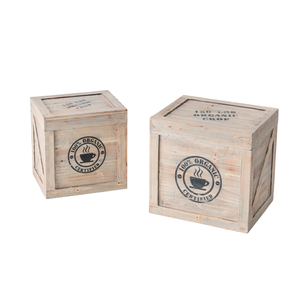 2個セット】 ウッドボックス S・Lサイズ ふた付き 天然木 [91244]【 木