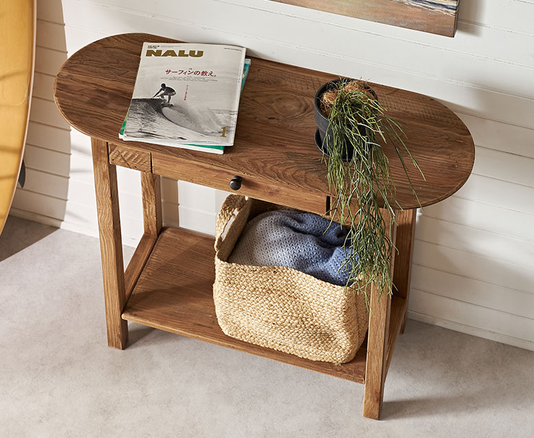 コンソール デスク テーブル 天然木 木製 ウッド 古材 約 W 95cm D