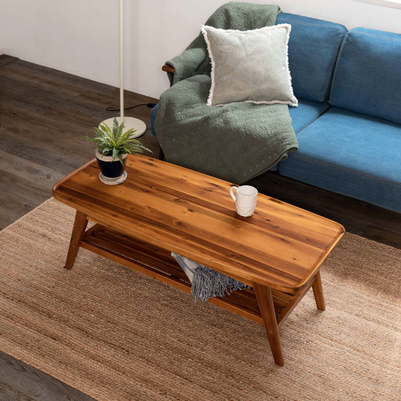 センターテーブル ローテーブル 木 長方形 ナチュラル 幅110×奥行50cm