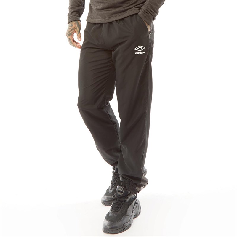 Buy Umbro Mens Woven Cuff Track Pants Black/Steal Grey