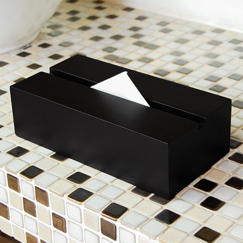 マットな質感のモダンなマホガニーウッド製ティッシュケース[10959