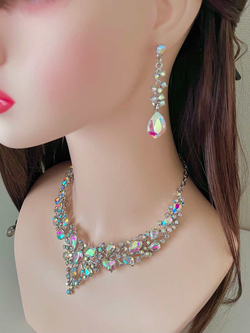 アクセサリーセット ネックレス ピアス オーロラ シルバー