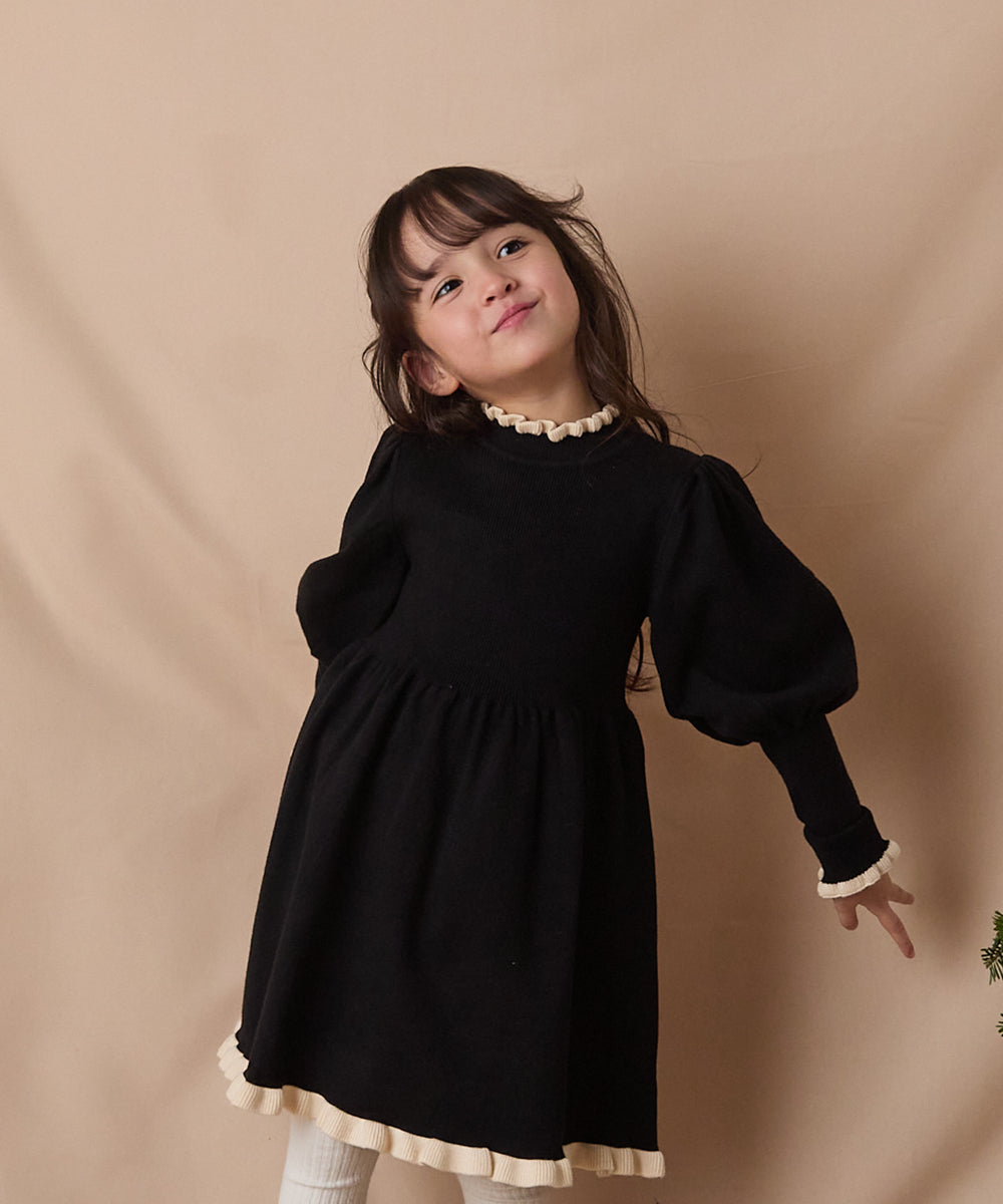 バイカラーフリルニットワンピース