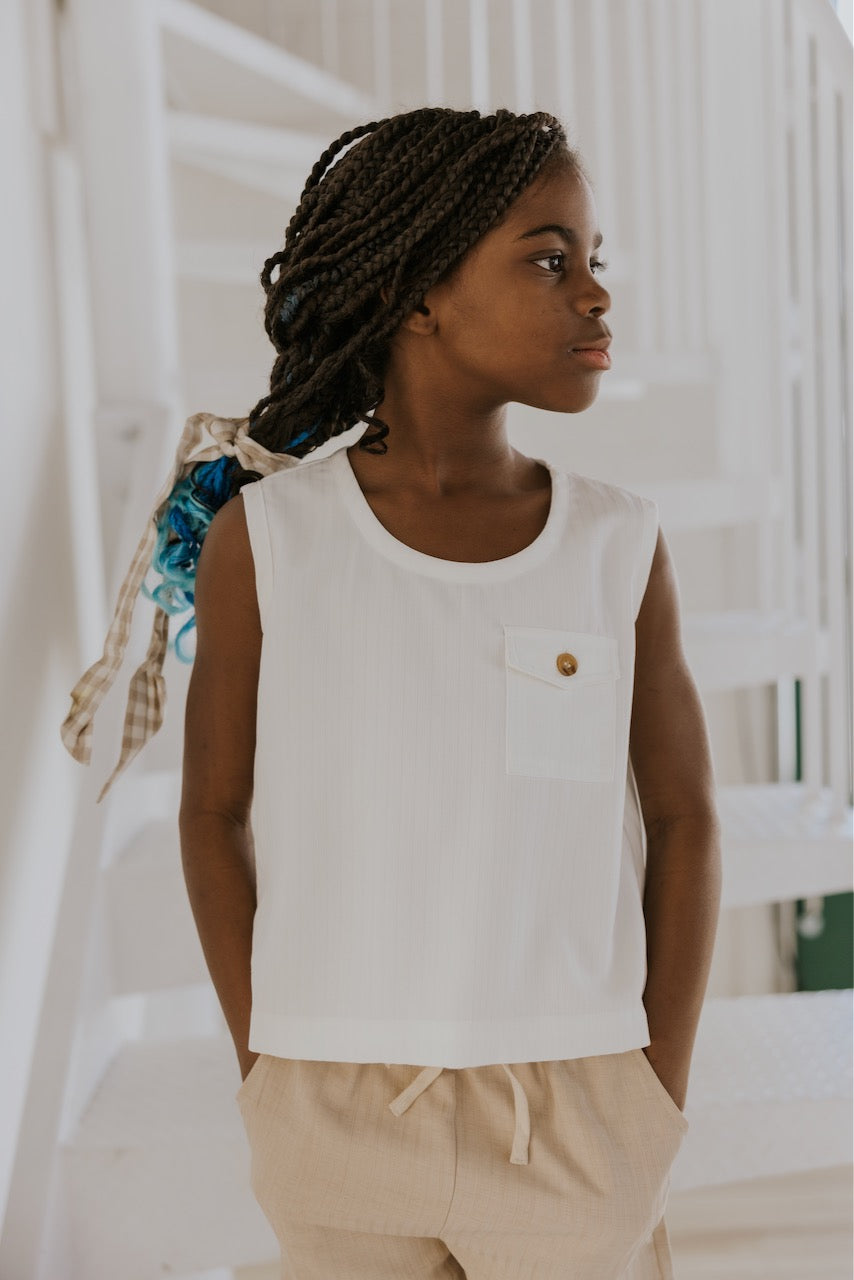 Girls White Tank Top - Spring Staples for Kids | ROOLEE Kids