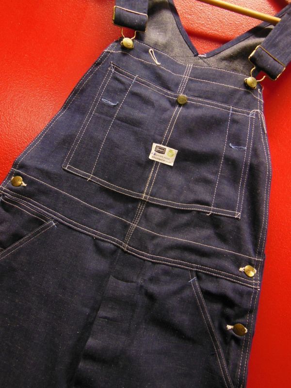 1960'S DEADSTOCK SEARS ROEBUCK UNION MADE DENIM BIB OVERALLS SZ/34