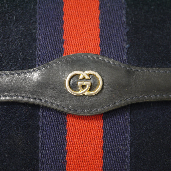 OLD Gucci Parfums スエード シェリークラッチバッグ（濃紺