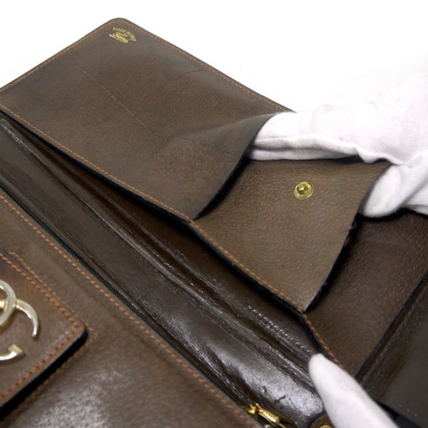 OLD Gucci ピグスキン横長チェーンクラッチバッグ（茶） – Vintage