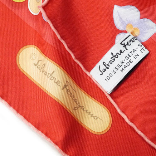 Salvatore Ferragamo シルクスカーフ（和柄/赤系） – Vintage Shop Rococo