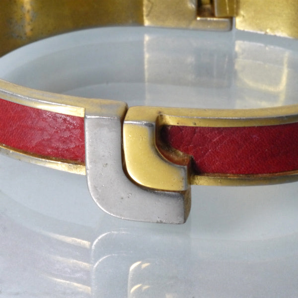 LOEWE ゴールド×レザー ブレスレット（赤） – Vintage Shop Rococo