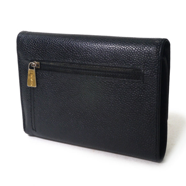 CHANEL ココステッチ三つ折ミドル財布（黒/キャビアスキン） – Vintage