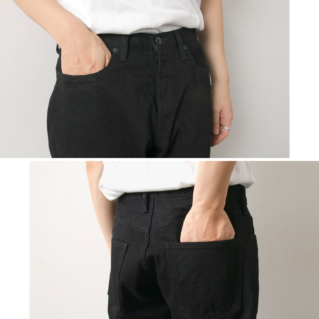 SANCA（サンカ） ブラック デニムテーパード 5Pパンツ / セルヴィッチ