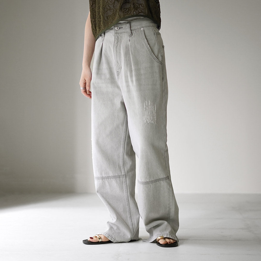 YENN（イェン） ハイライズ タックワイドパンツ / レディース ボトムス