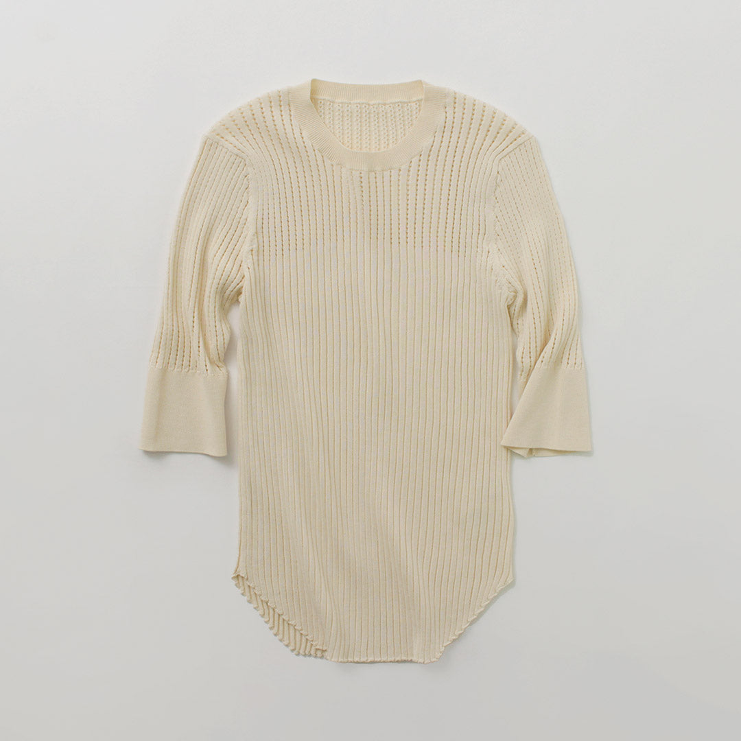 ETRE TOKYO（エトレトウキョウ） ハーフスリーブリブメッシュニット