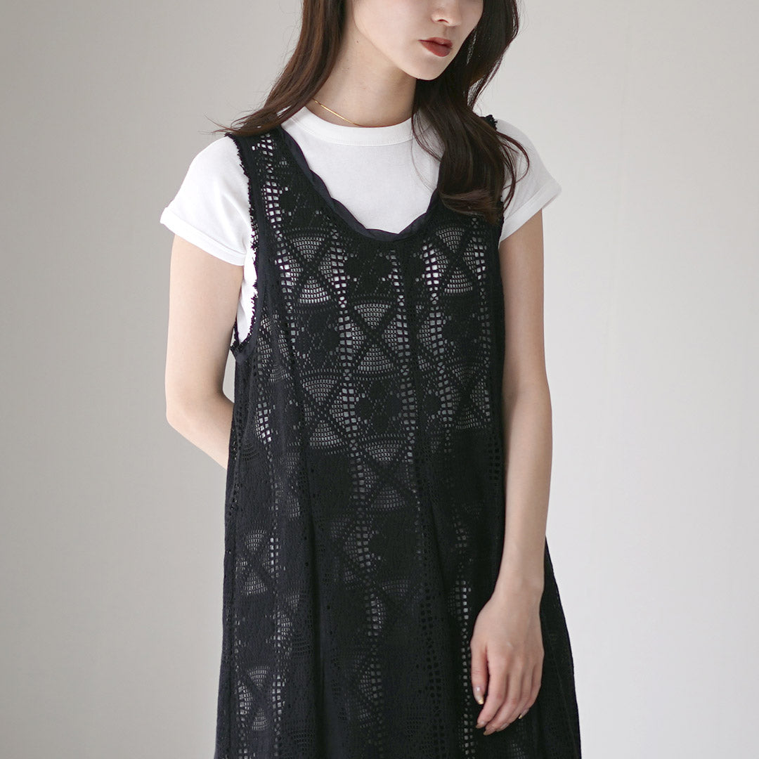 YENN（イェン） クロシェ レースワンピース / ノースリーブ ミドル丈