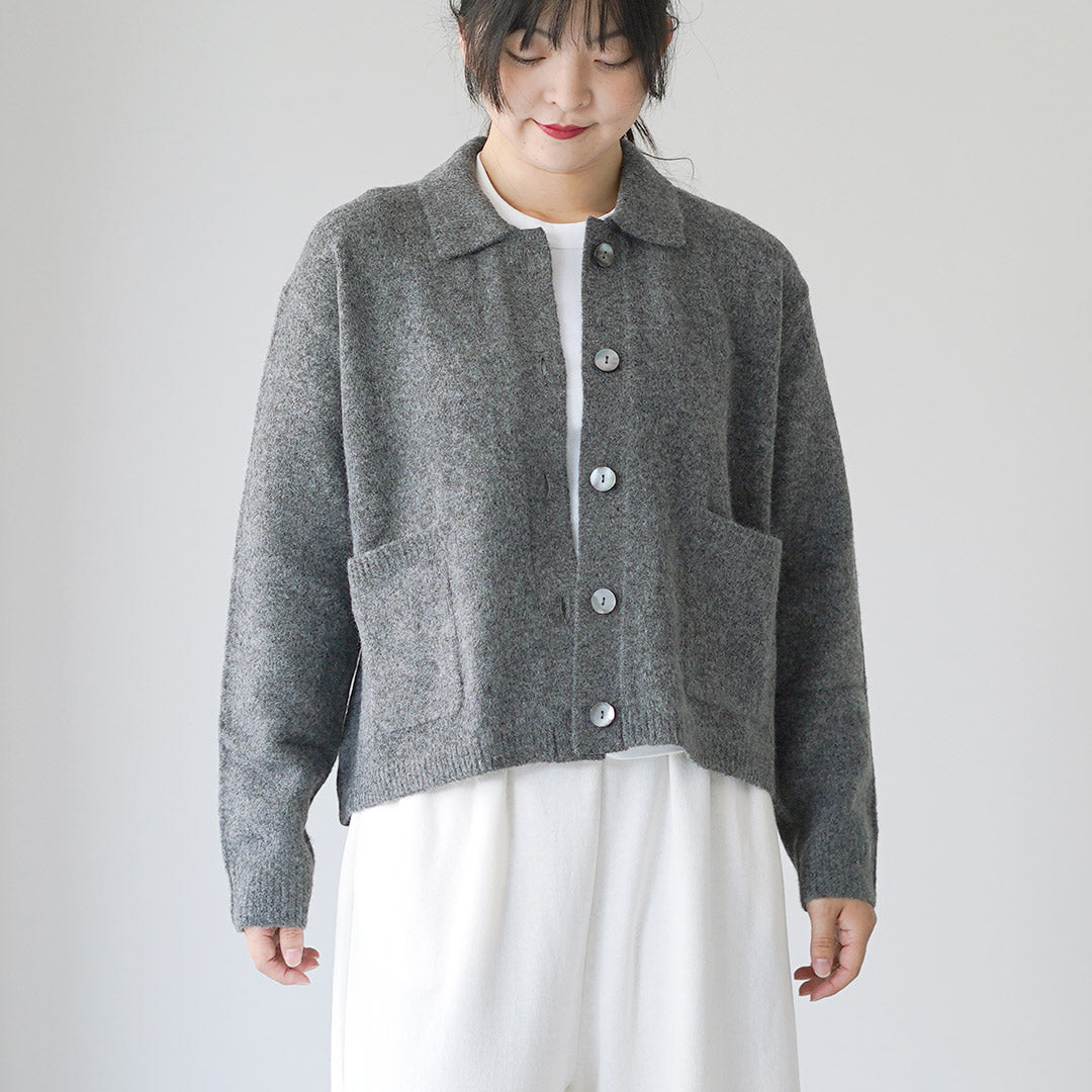 mizuiro ind（ミズイロインド） 襟付き ショートカーディガン / ニット