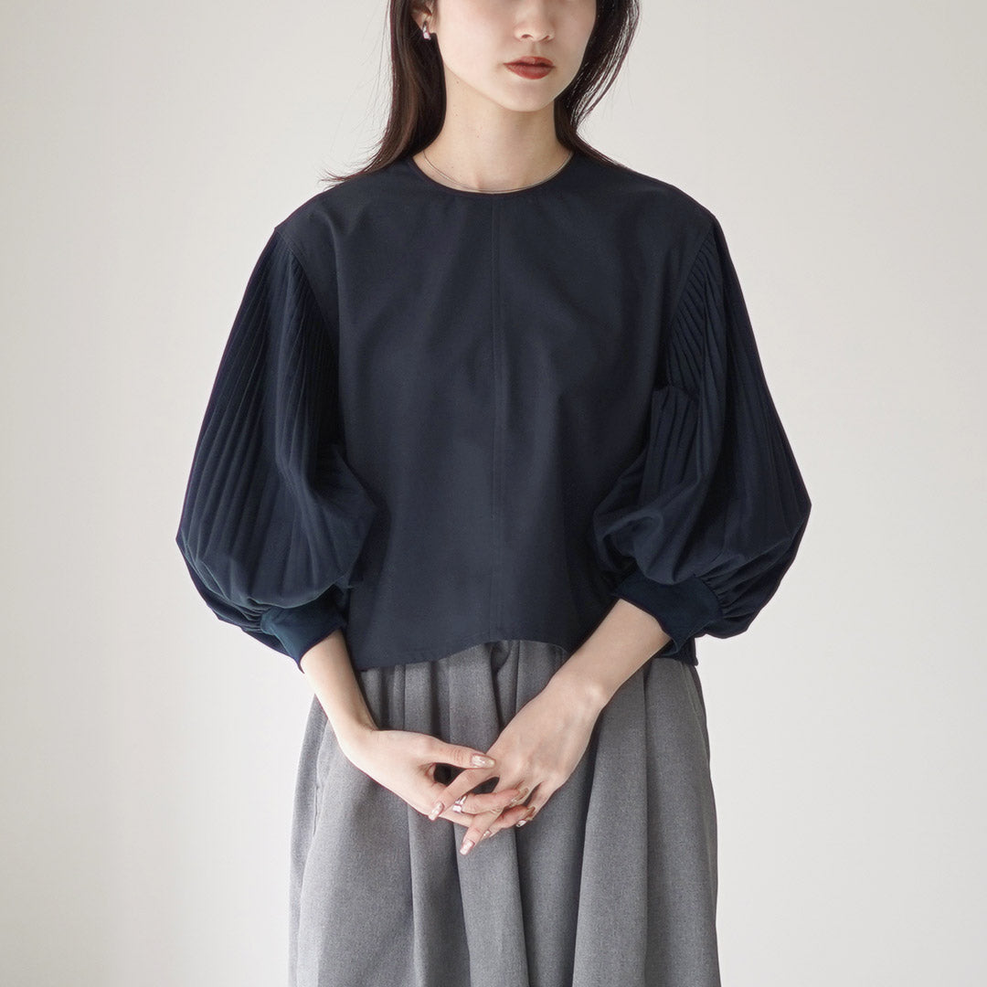 mizuiro ind（ミズイロインド） プリーツ パフ スリーブ プルオーバー