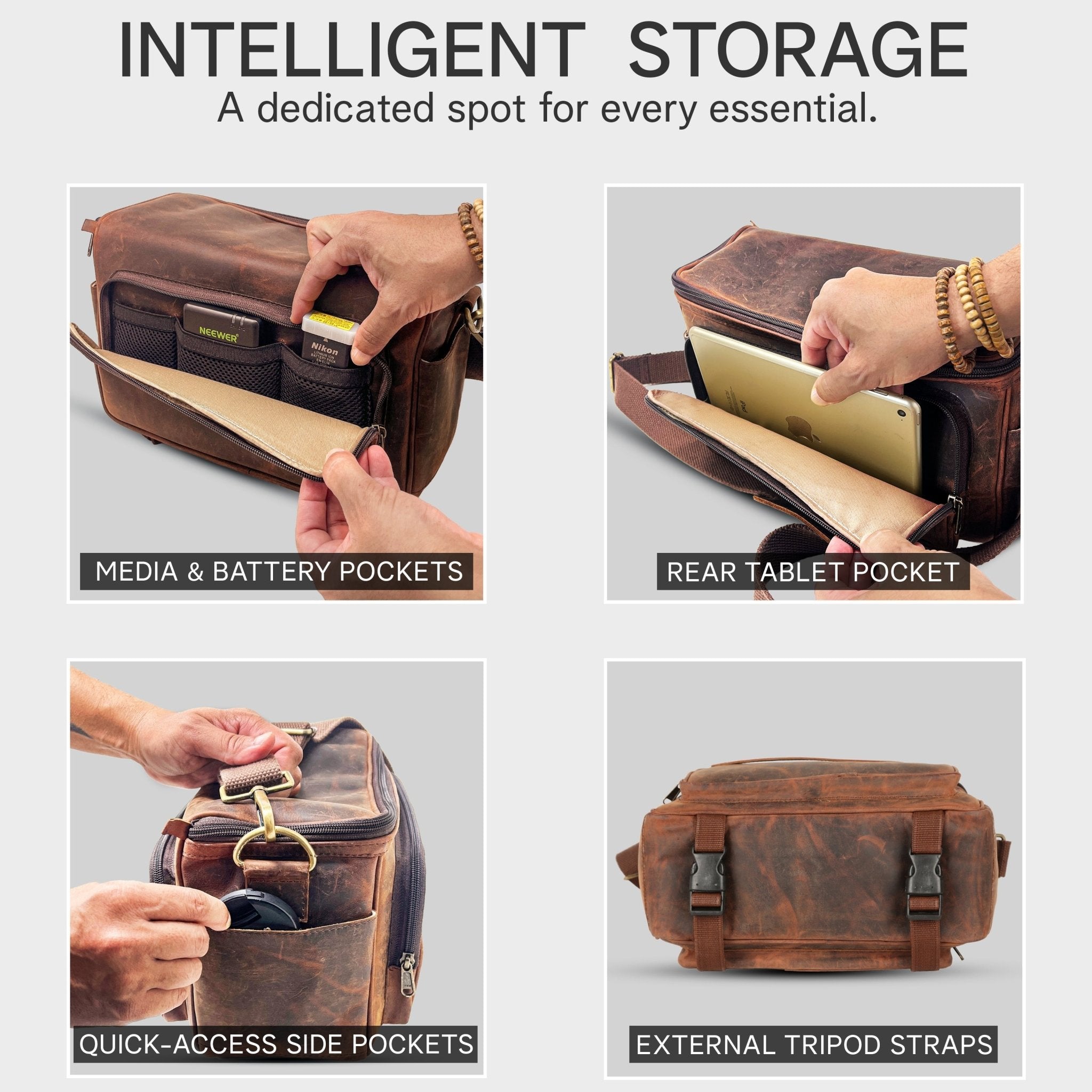 Rofozzi Ranger Vintage Full-Grain Leather Camera Messenger Bag