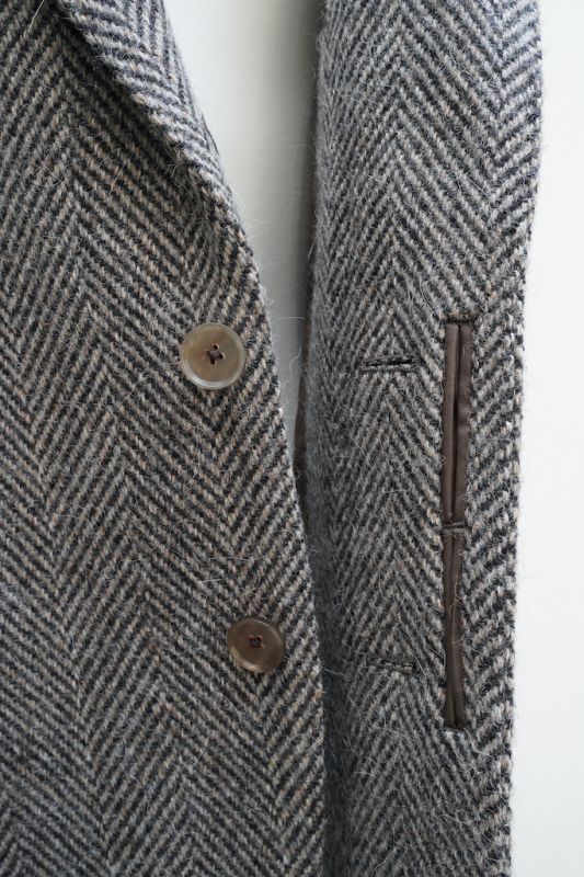 AURALEE LAMA SHETLAND WOOL TWEED OVER JACKET col. KHAKI TWEED - rollot