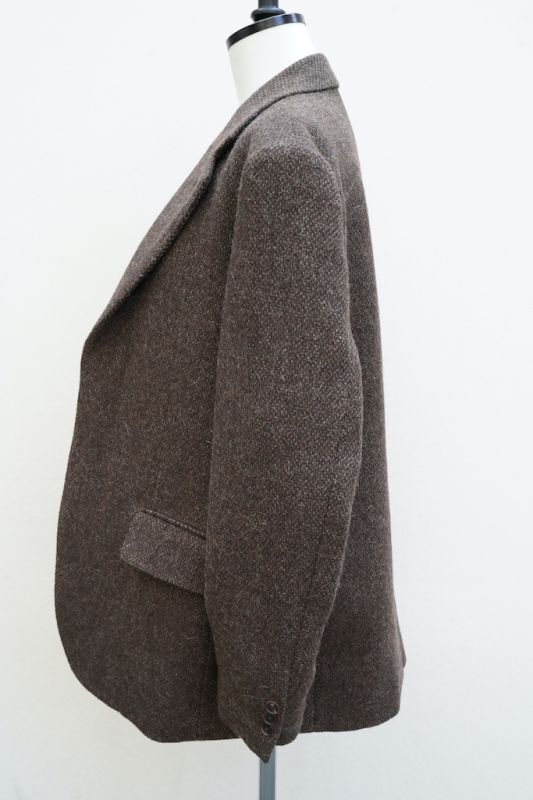 AURALEE LAMA SHETLAND WOOL TWEED OVER JACKET col. BROWN TWEED - rollot