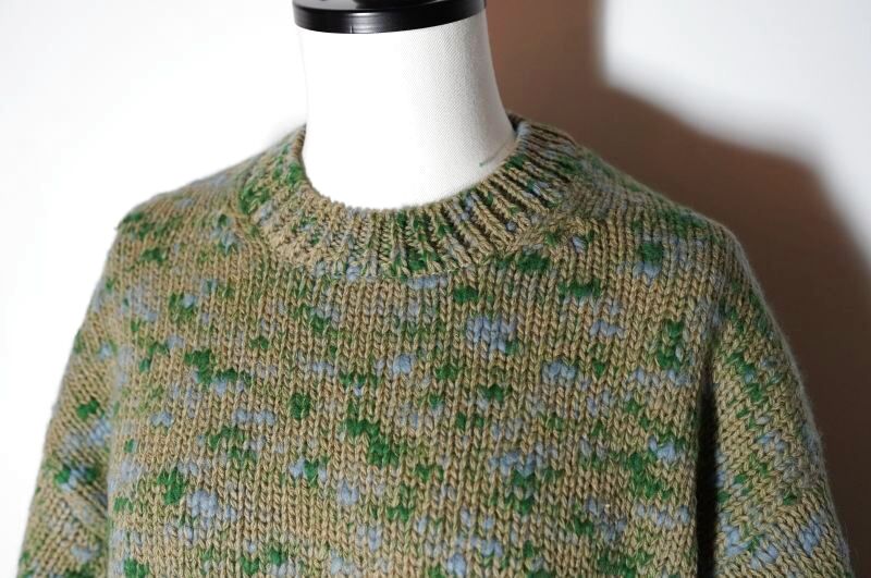 AURALEE WOOL MIX COLOR SLUB YARN KNIT P/O col.MIX KHAKI BEIGE - rollot