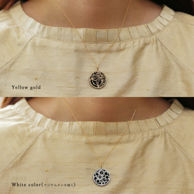 オニキス リバーシブル透かし模様 サークル ペンダントトップ 古典柄