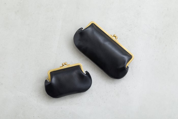 N25 レザーがま口ウォレット（ブラック・中）