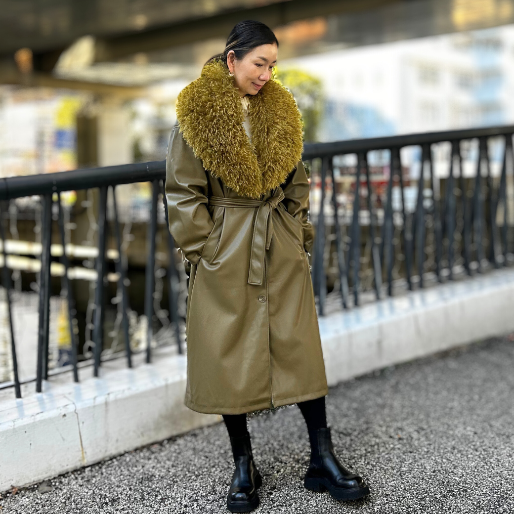 jakke.（ジャッキー）｜コート｜フェイクレザー｜ヴィーガンレザー