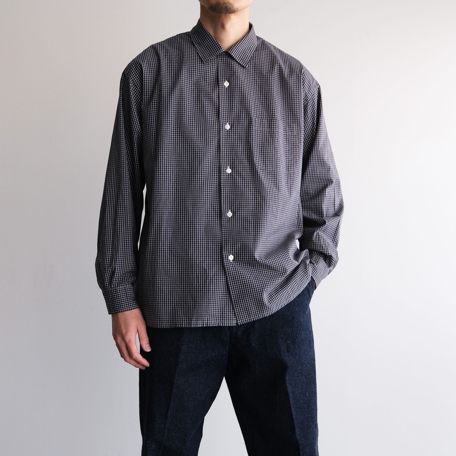 BAUTH - Check Open Collar Shirts -シャツ-（Blue Check / ブルー