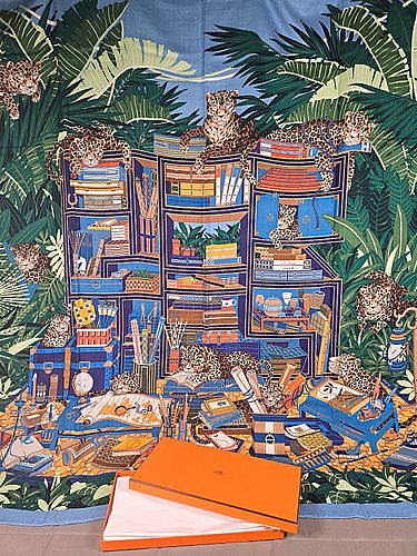 Hermes Les Douze Leopards - Cashmere Scarf sold at auction on 7th