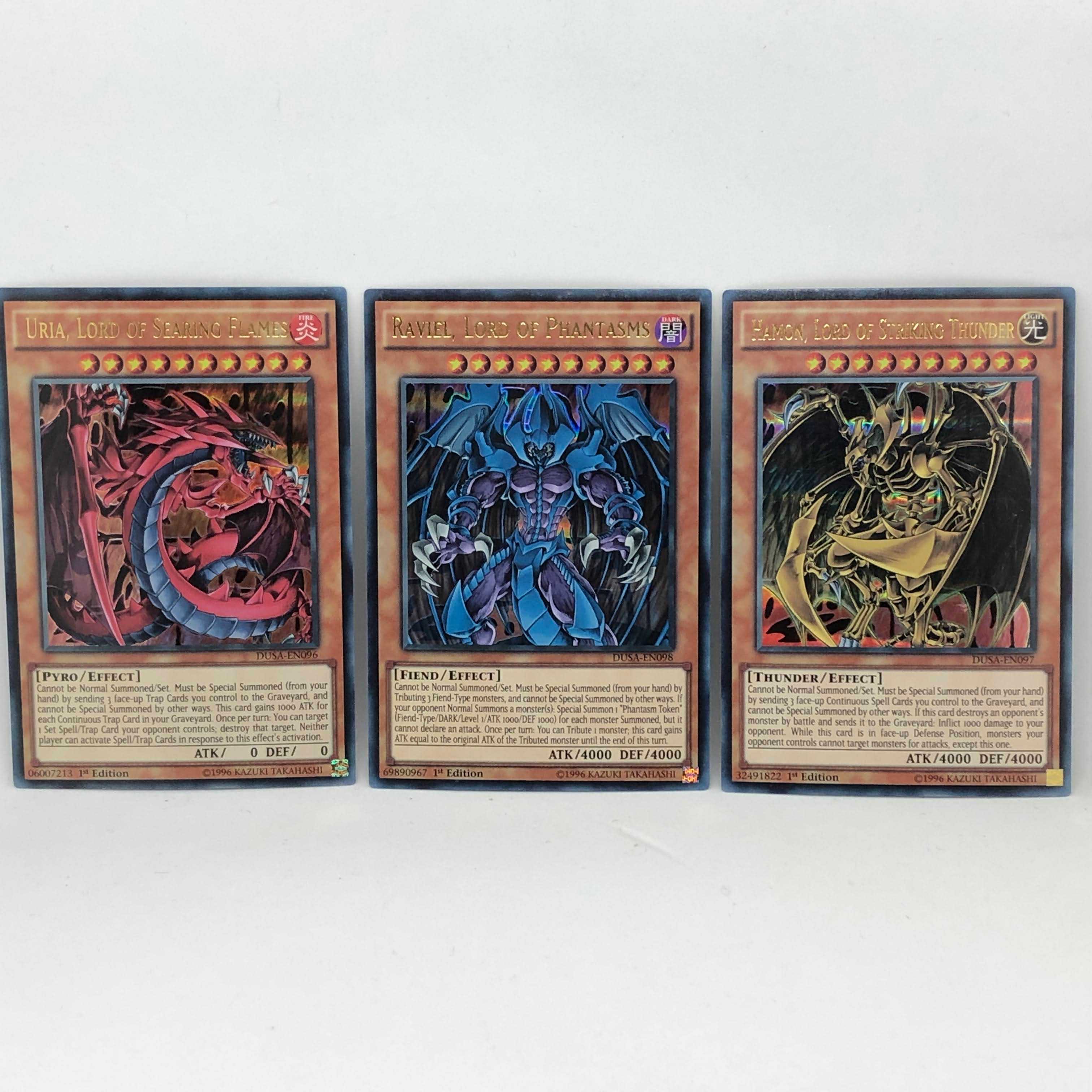 遊戯王 EU版 英語 神炎皇ウリア 降雷皇ハモン 幻魔皇ラビエル DUSA