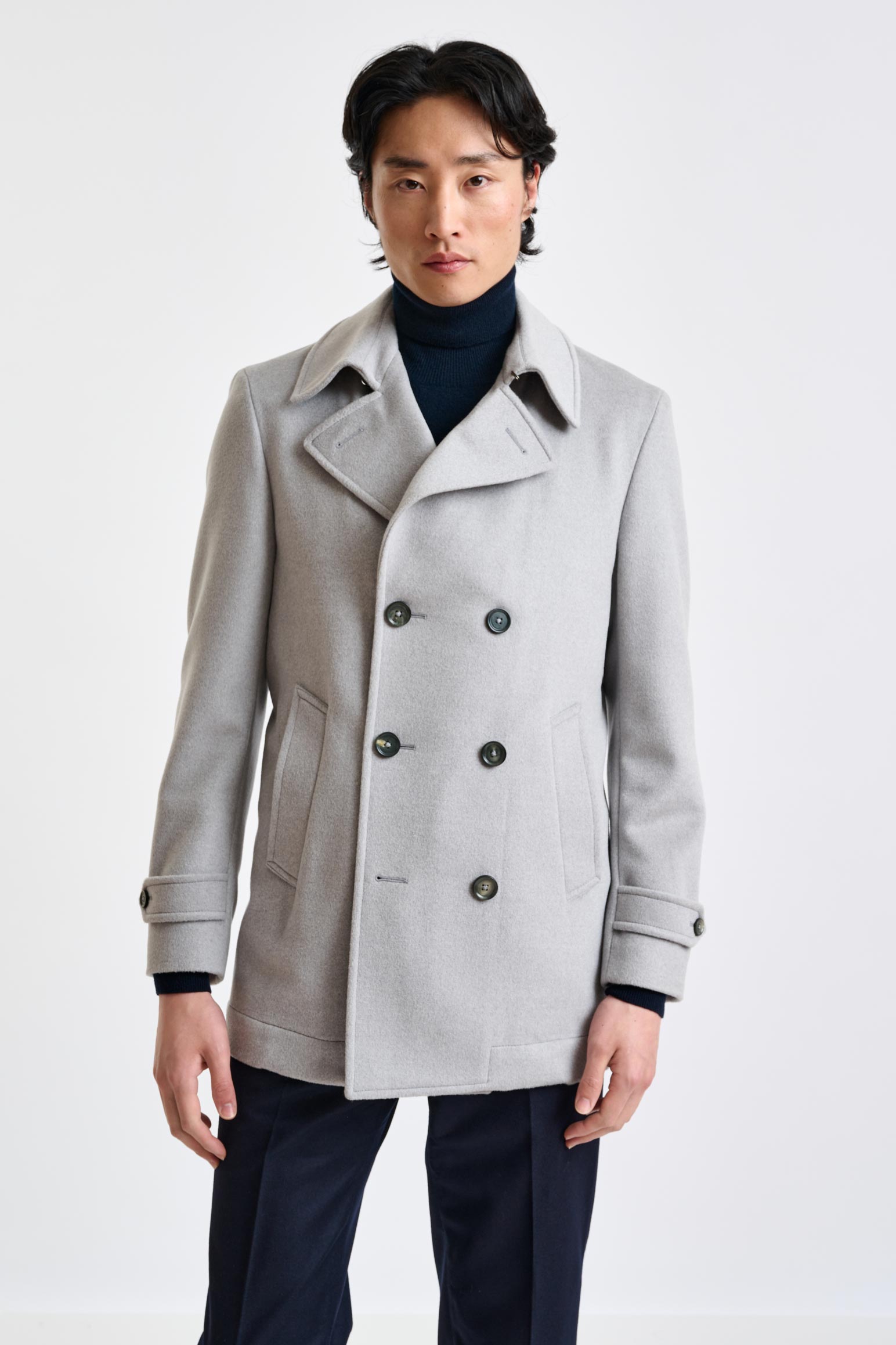Light Grey Wool Nelson Peacoat Zeus – Scabal