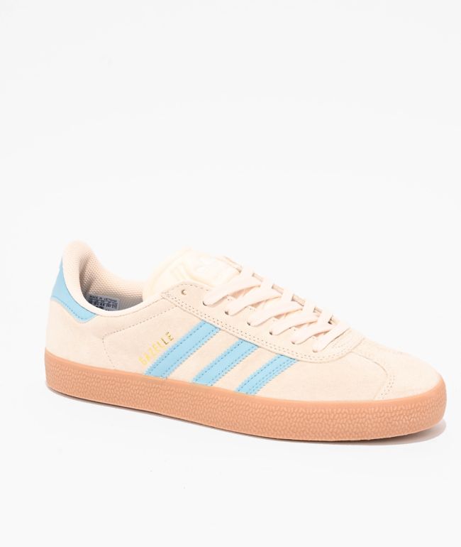 adidas Gazelle ADV Ecru Tint, Focus Olive & Gum Skate Shoes | Zumiez