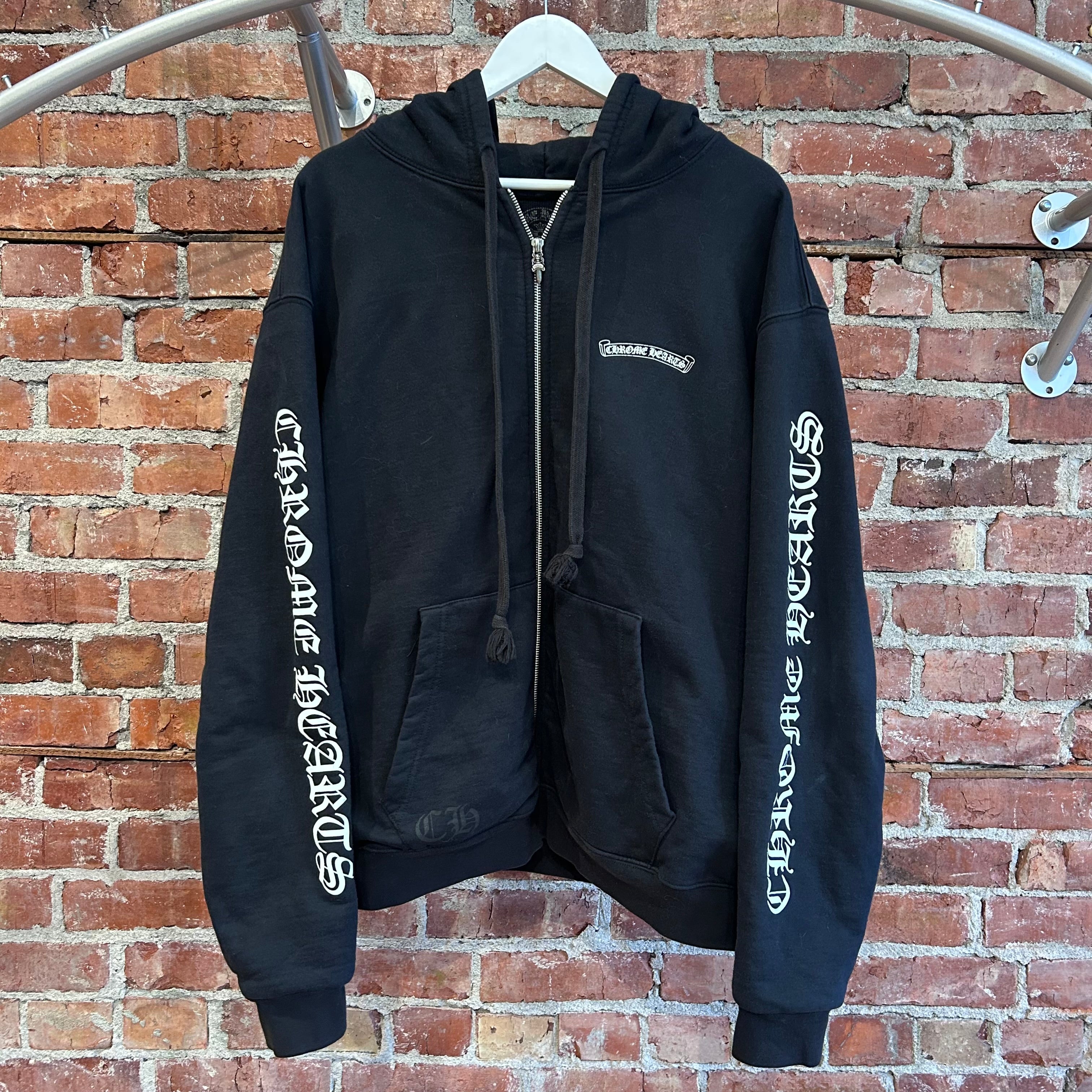 CHROME HEARTS SCROLL LOGO THERMAL ZIP UP HOODIE 'BLACK' – Sadō Room