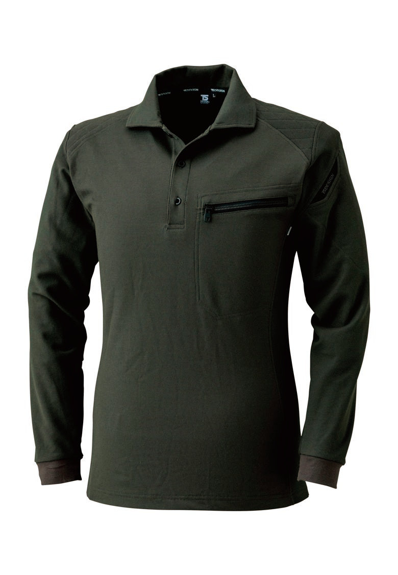 TS DESIGN 5105 藤和 交織鹿の子 男女ユニセックス 肩刺し子仕様・長袖