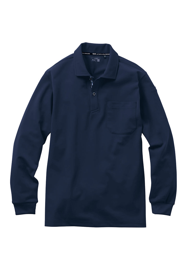 SOWA 7325-50 桑和 吸汗速乾 UVカット 長袖ポロシャツ(胸ポケット付き