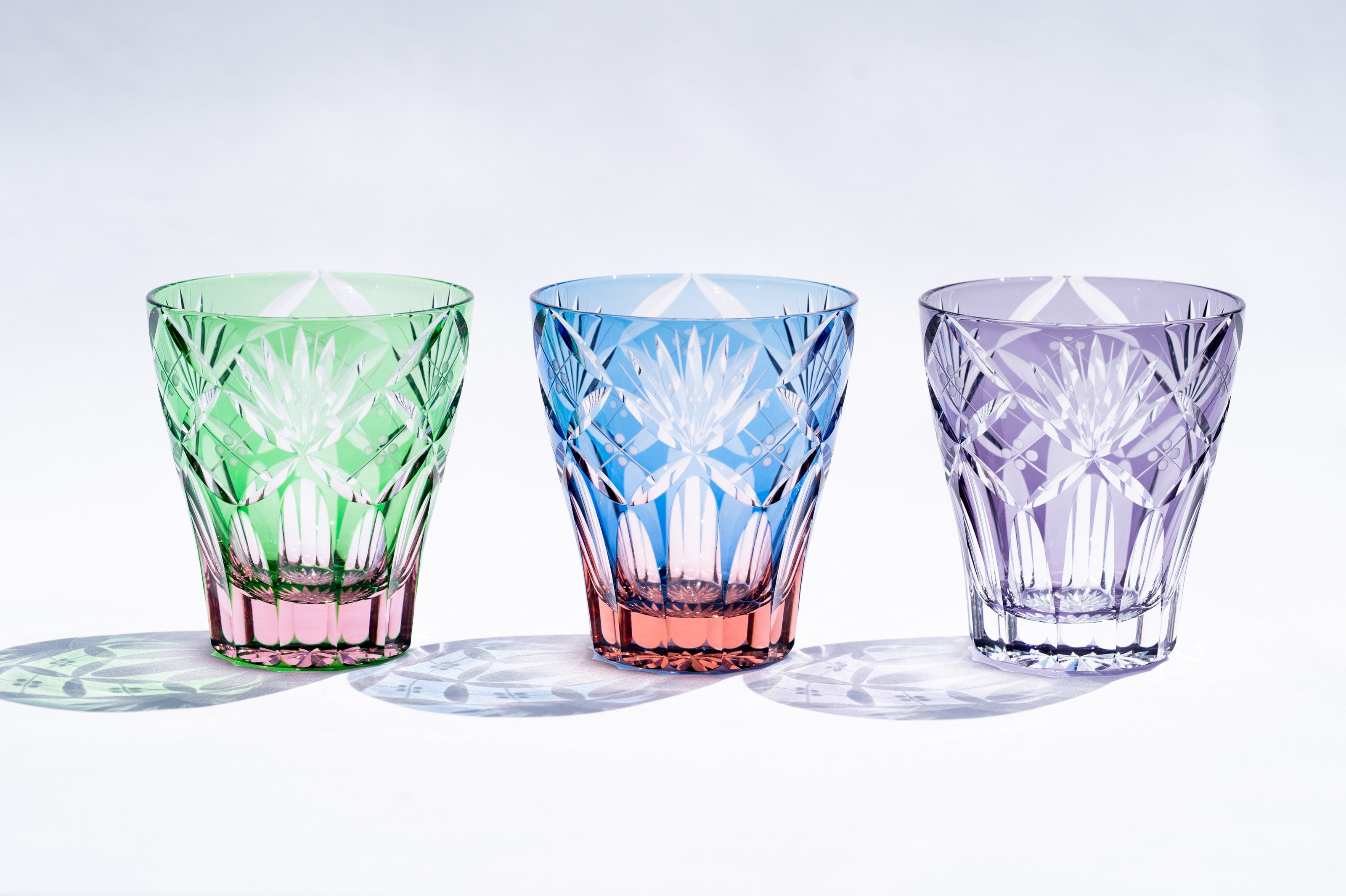 M-8573 七宝笹の葉文様 ミニオールド 江戸切子 直販限定品 – 硝子工房 彩鳳