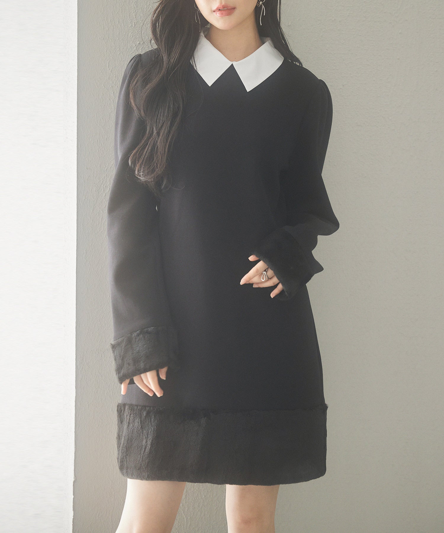 2wayネックポンチ素材膝丈ワンピースsdp0239 ブラック – [公式]SAISON