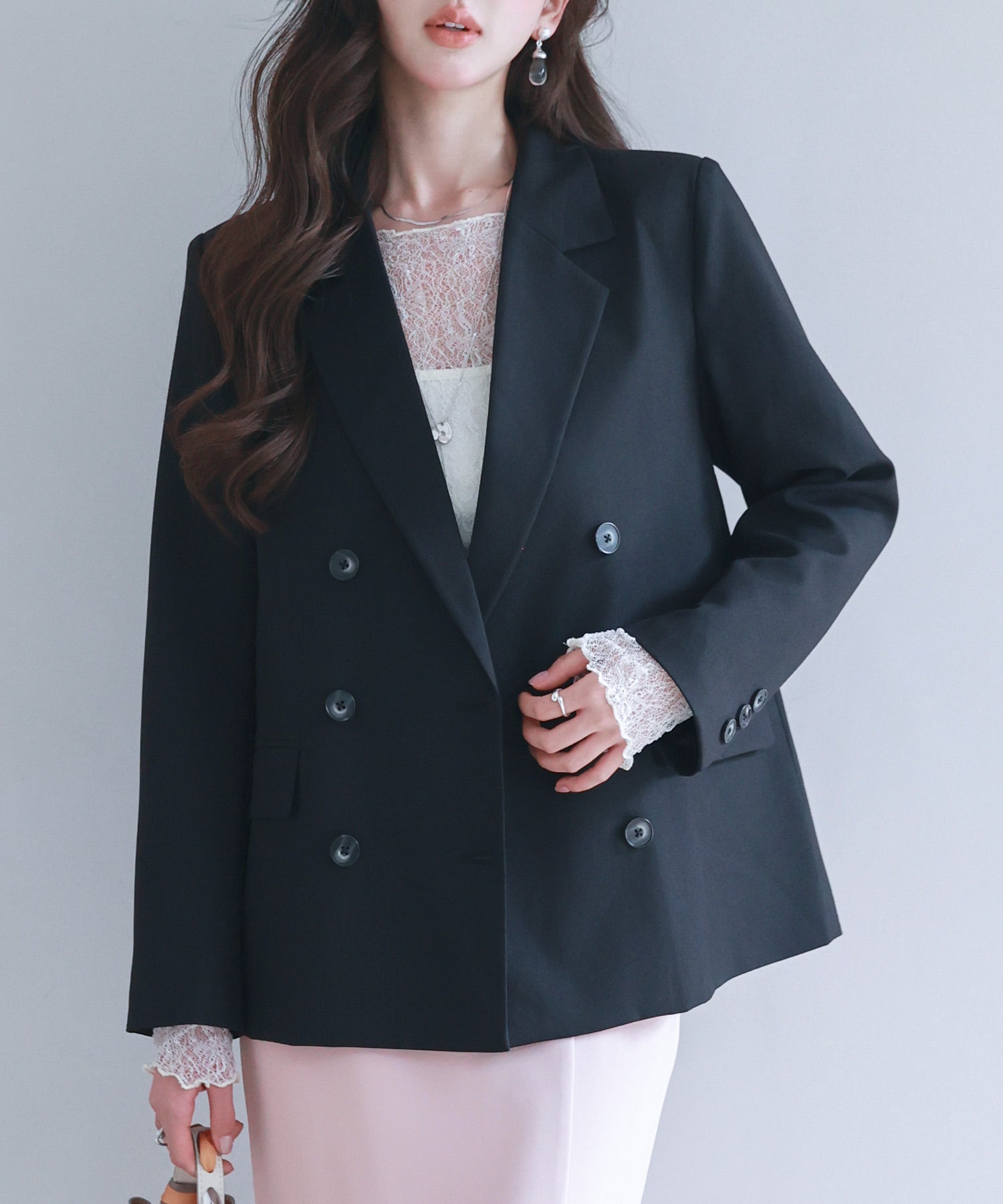 ダブルブレストのテーラードジャケットsdp0256 ブラック – [公式