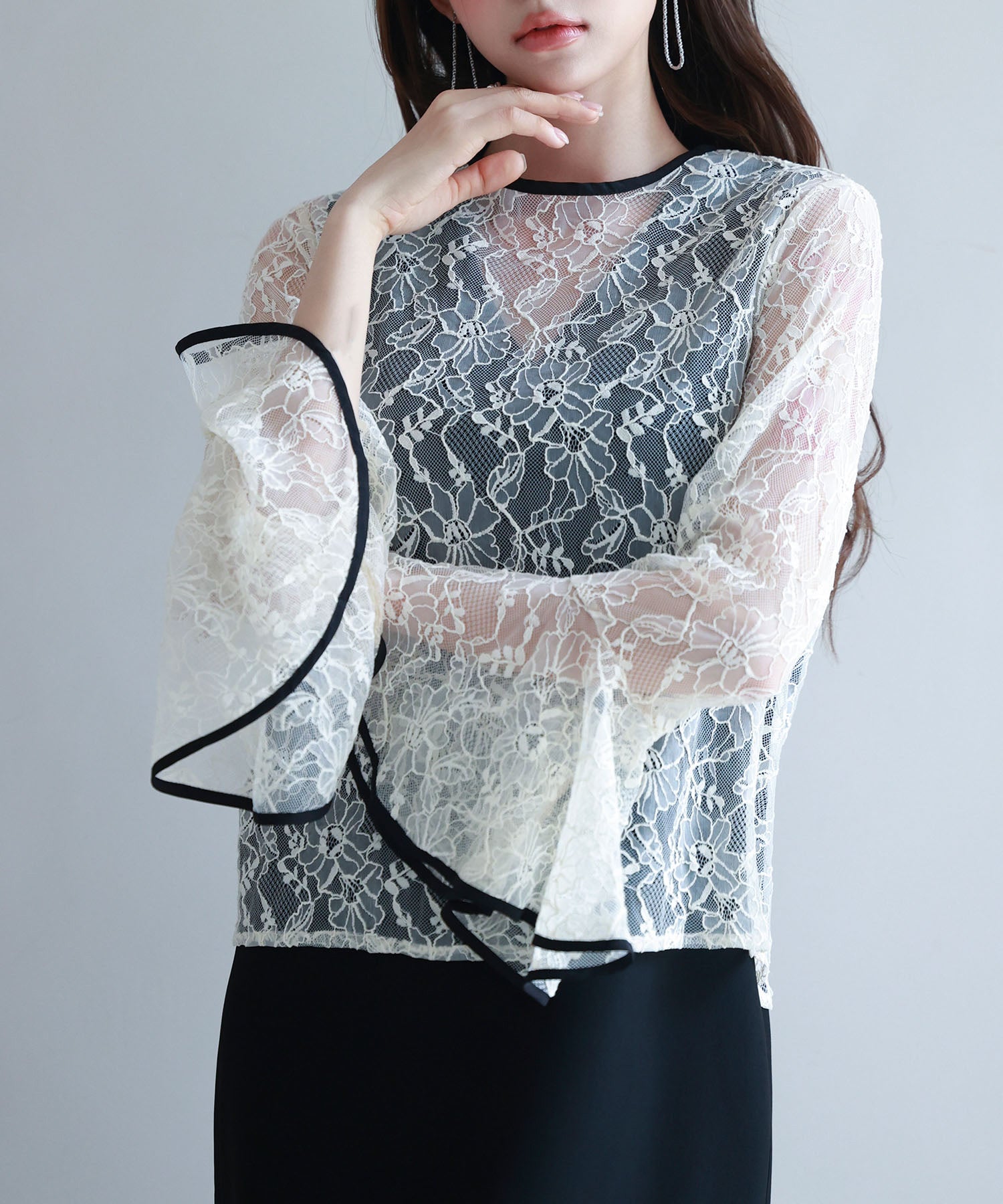 総レースブラウスとワンピースの2点セットsdp0271 ブラック – [公式