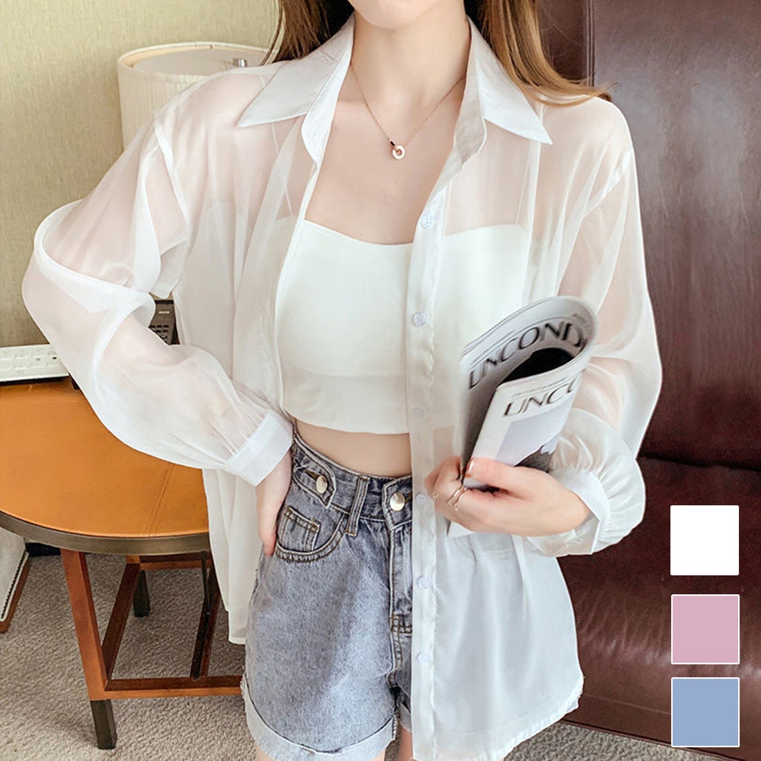 アミュレット Amulet シースルー長袖シャツ レディース トップス