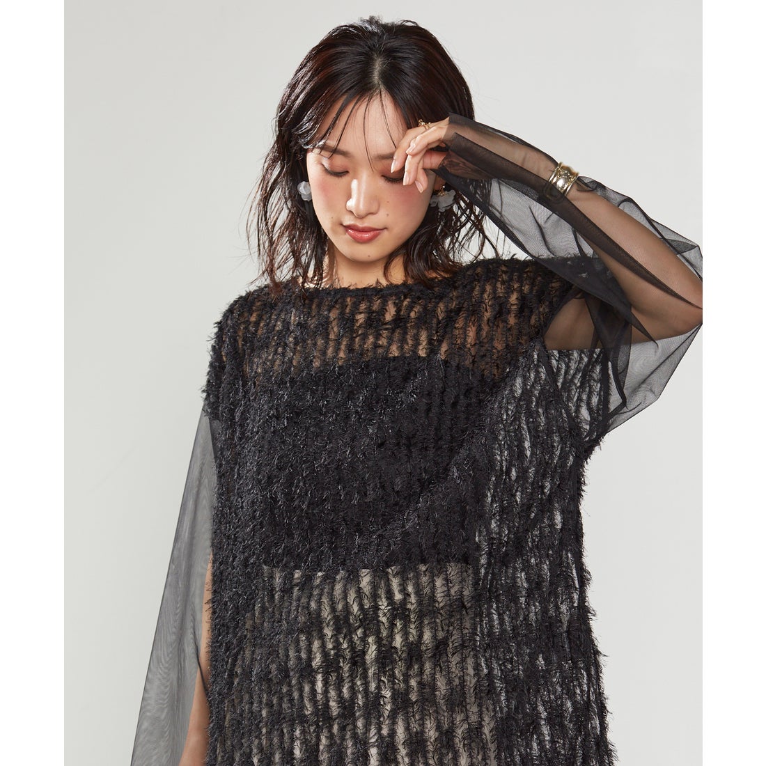 新品未使用cygneビックパフスリーブシースルートップスnadine 即完売