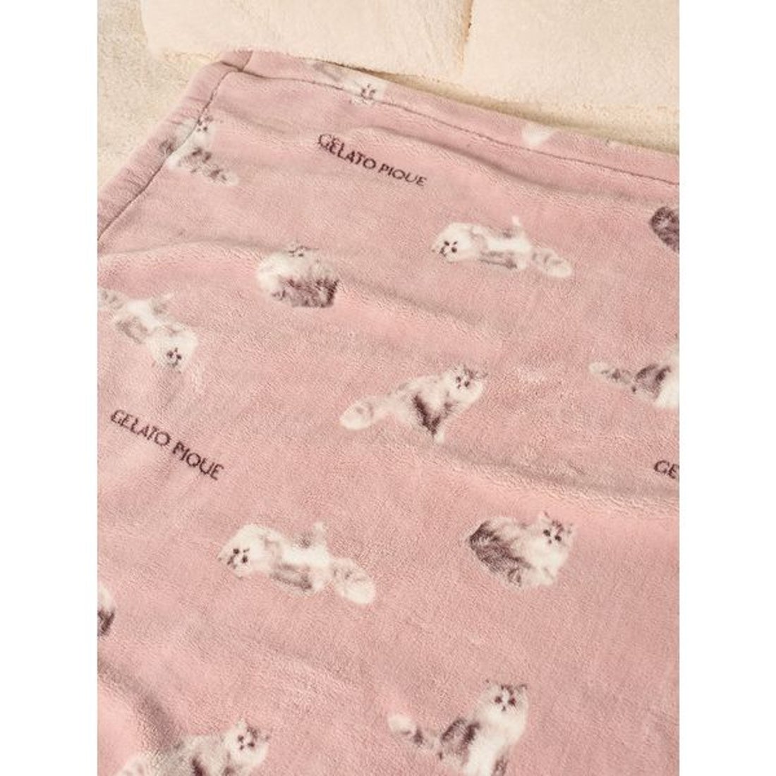 ジェラートピケ gelato pique 【Sleep】CAT柄 プリント毛布 （PNK