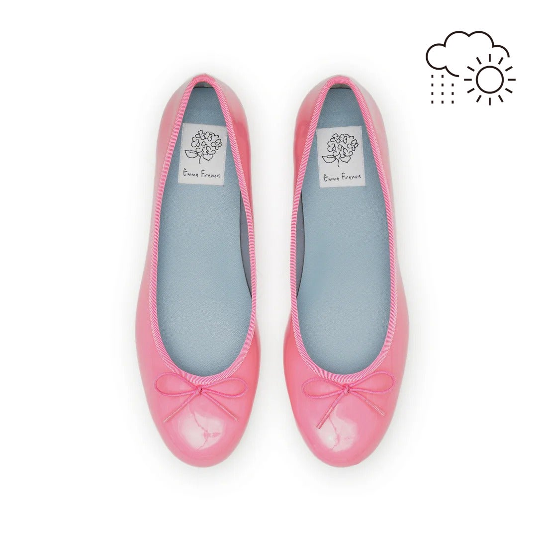 レイン対応】フラットバレエシューズ （ビビッドピンク エナメル