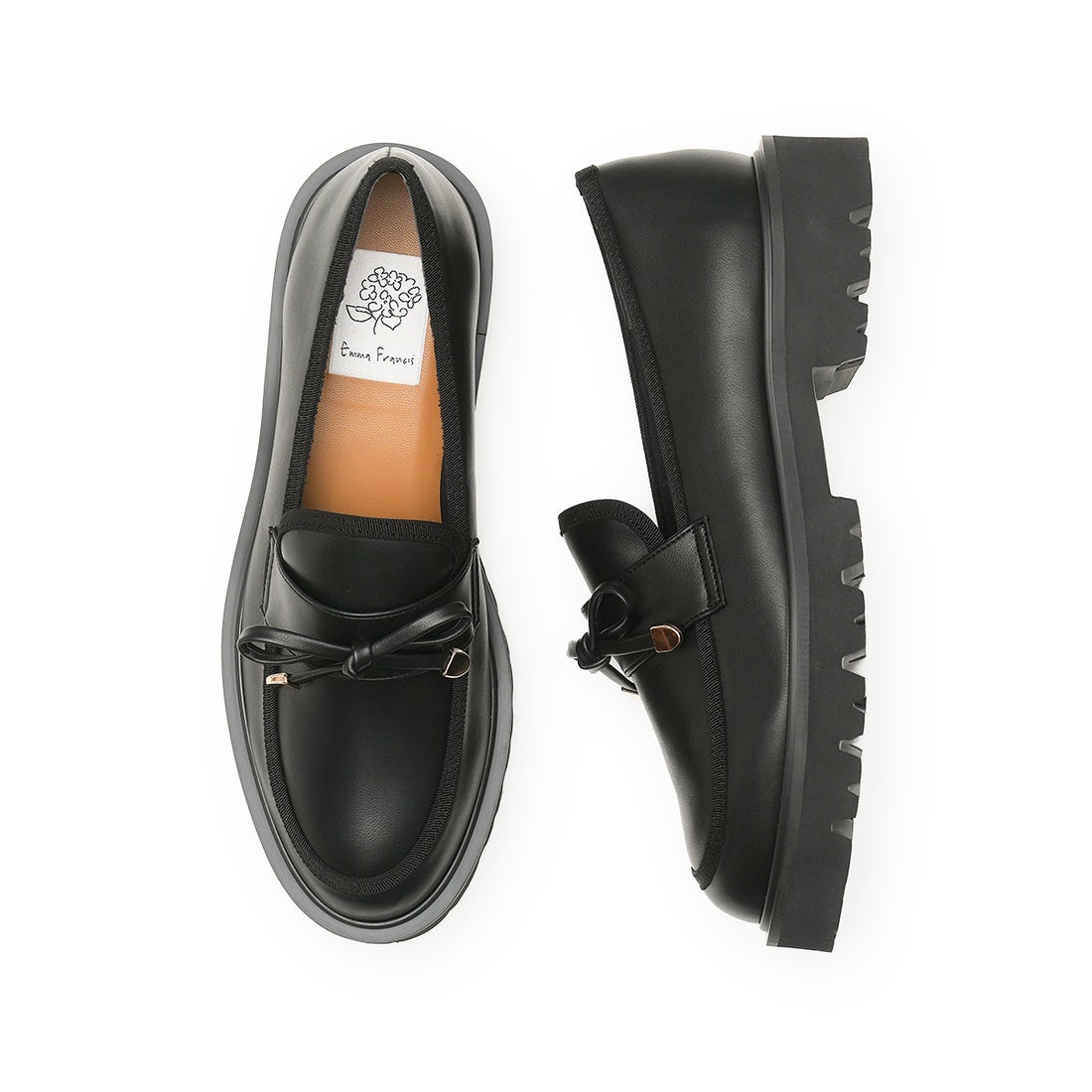 リボン ローファー （ブラック スムース） -Emma Francis / エマ