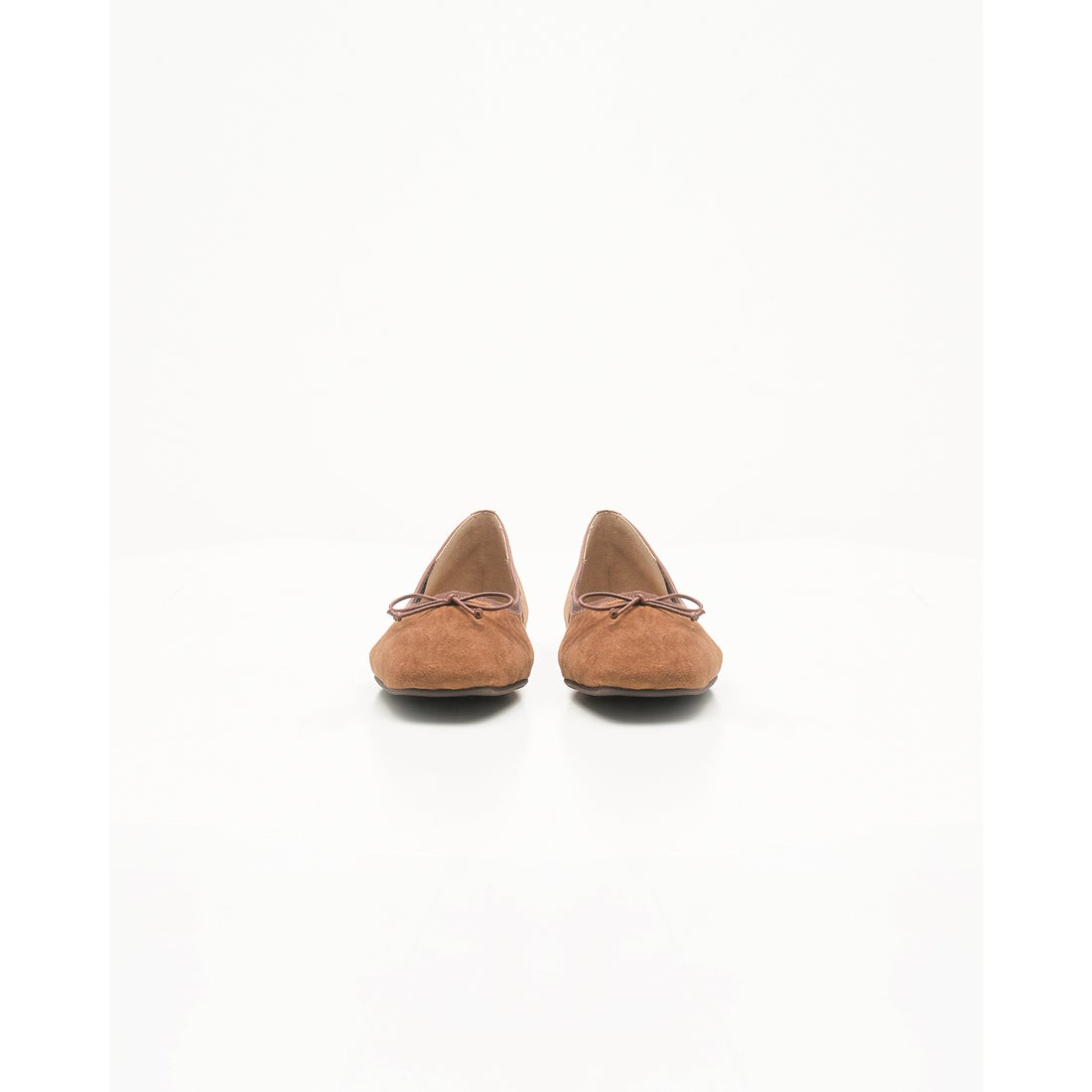 レイン対応】フラット バレエシューズ （ブラウン レザースエード