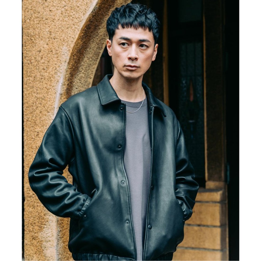 エディフィス EDIFICE べジタブルラムレザー コーチジャケット