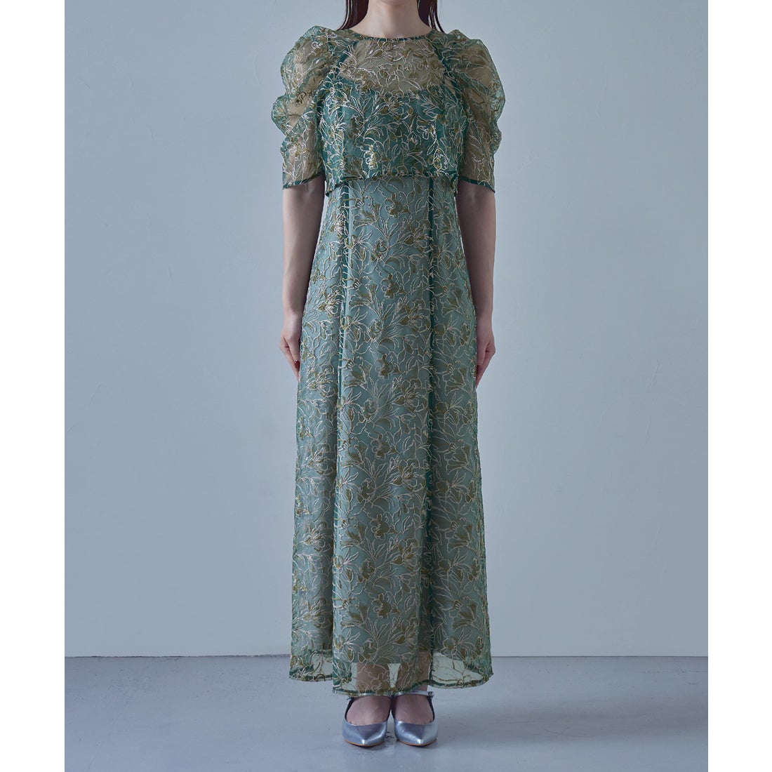 エトル etoll. 刺繍レースレイヤードドレス （ブラック