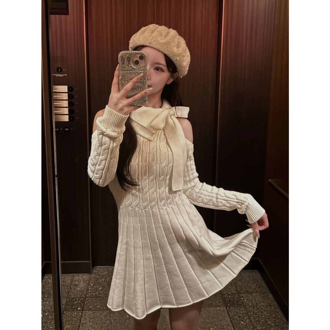 ダーリッチ Darich アメスリフレアニットミニワンピース （ブラウン