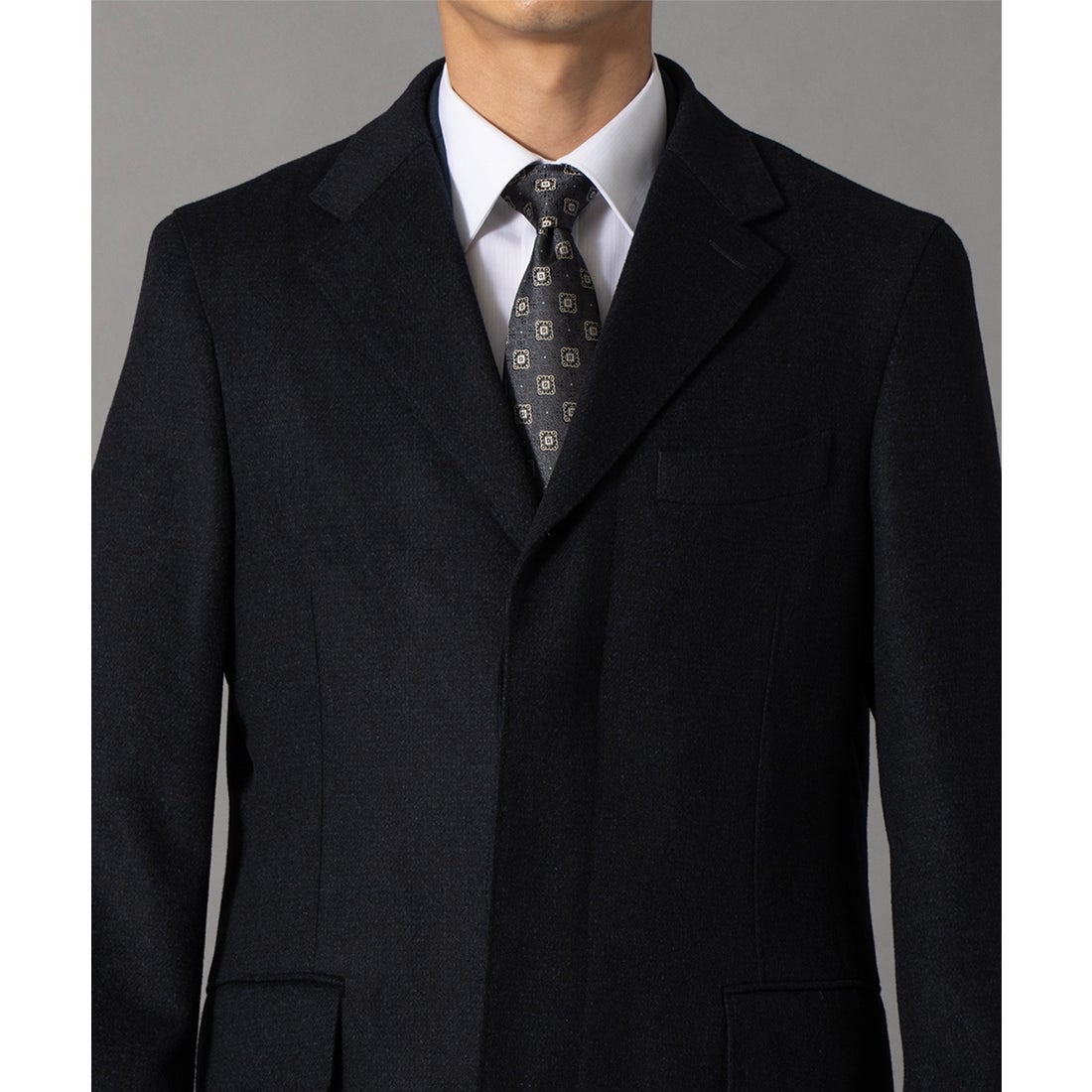 ウールアンゴラビーバーチェスターコート(ミドルレングス) （ネイビー