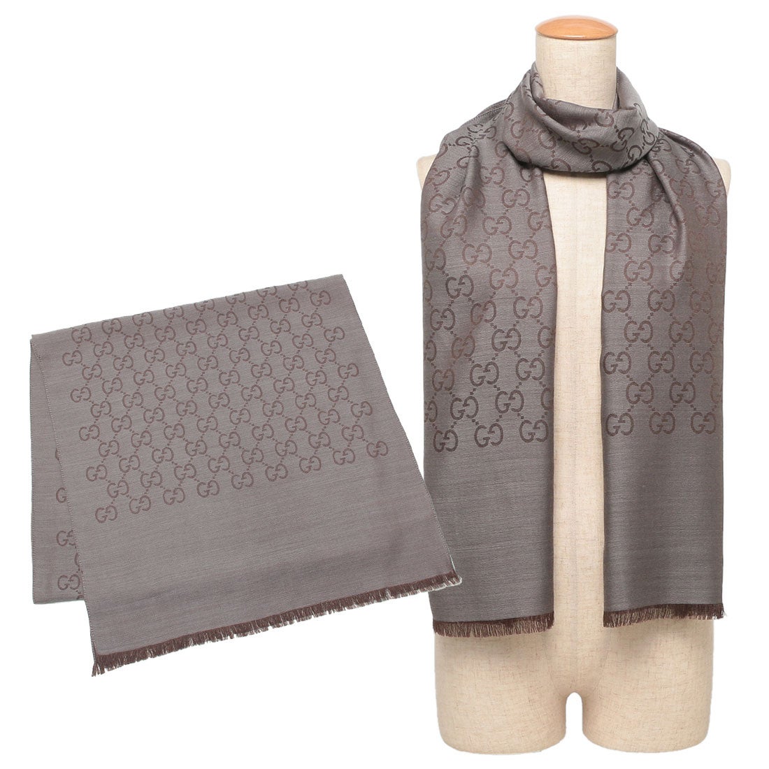 グッチ GUCCI スカーフ バンダナ ストール グレー レディース GUCCI
